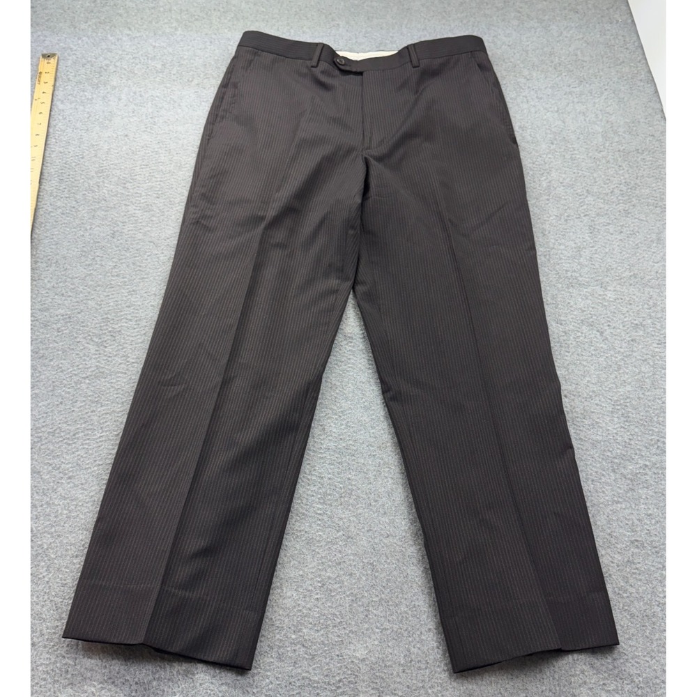 Santorelli Wool Pants 34x28 Romeo 9872 Pinstripe Brown Mad in Italy *READ*